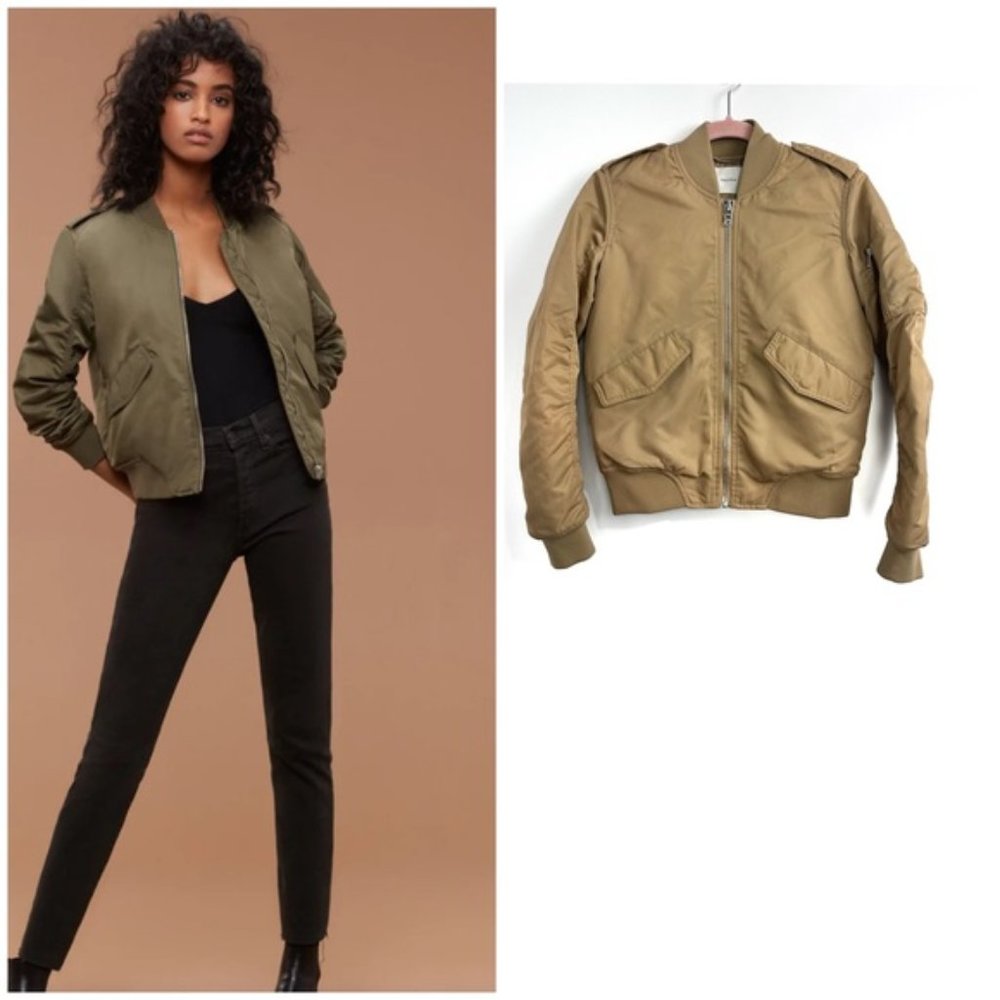 Aritzia Talula Whitby Tan Bomber Jacket Sz XS